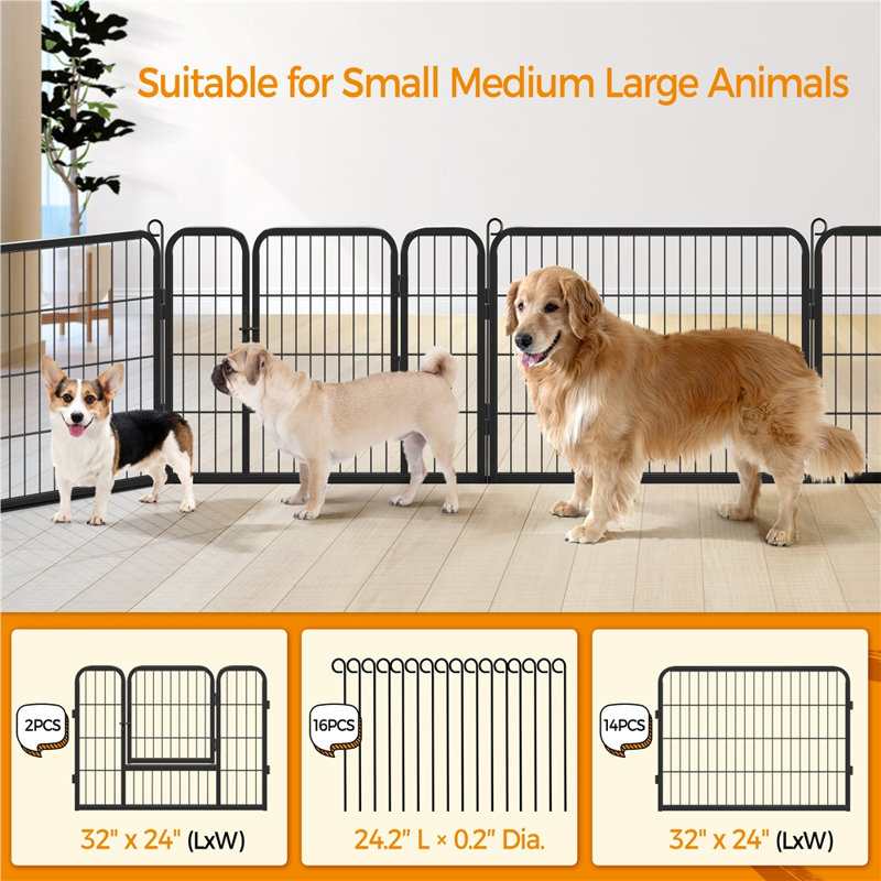 Yaheetech 16 Panels Playpen Large Barrier Metal Dog Pen & Reviews Wayfair